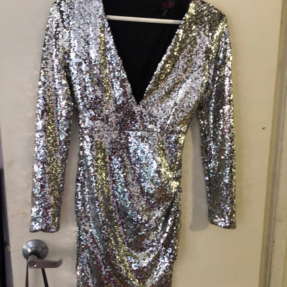 Silver sequin party dress